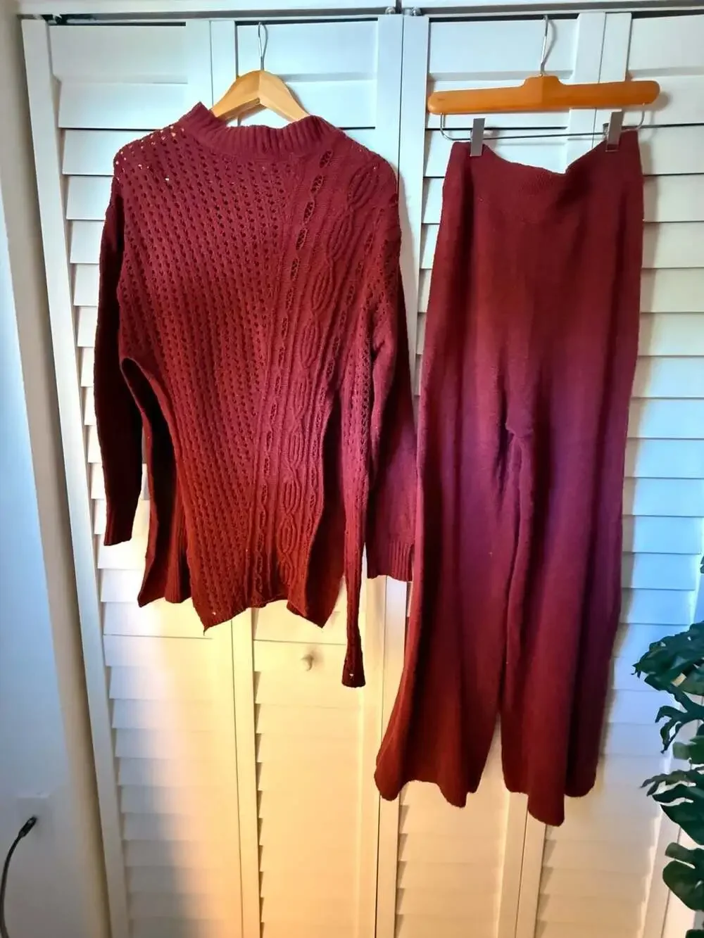Free People Harper Women's Two-Piece Knit Lounge Set in Pretty Berry